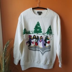 Vintage Ugly Christmas Sweater Penguins Holiday
